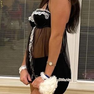 Victoria’s Secret Vintage Black and White Lingerie Slip Top Maid Costume